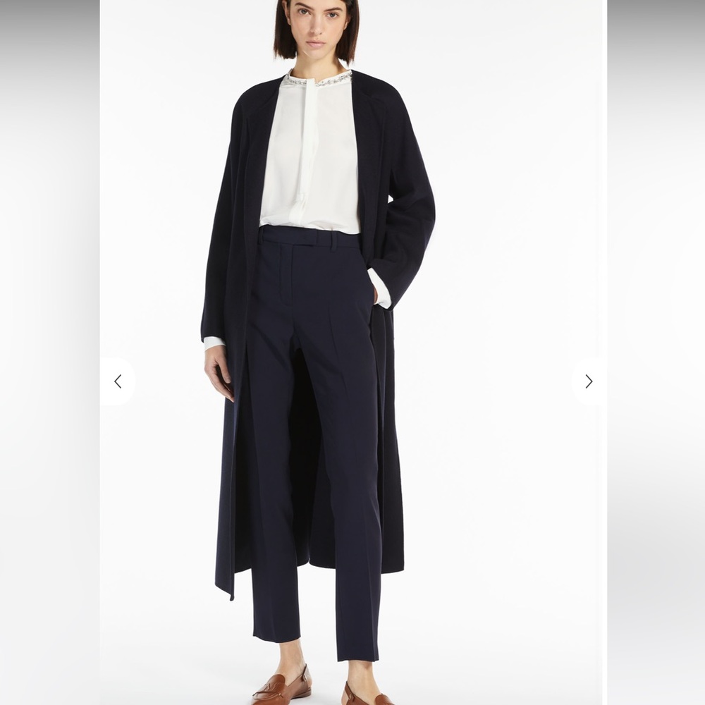 Weekend Max Mara FITW13 Stretch Slim-Fit Cigarette Pants Size 6, Navy Sz44